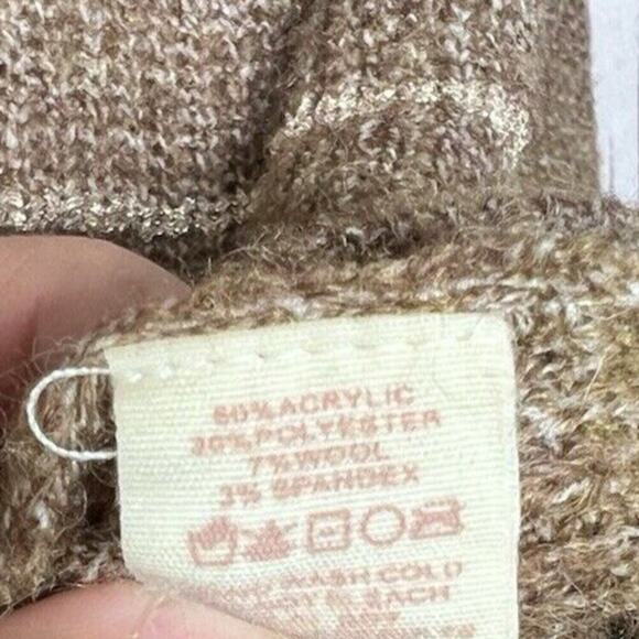 Mystree Women’s Striped Knit Sweater Wool Blend Long Sleeve Round Neck Brown M - Picture 6 of 7